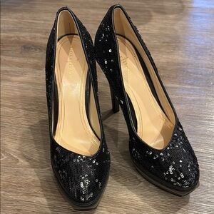 Elegant Black Sequin Women's Heels